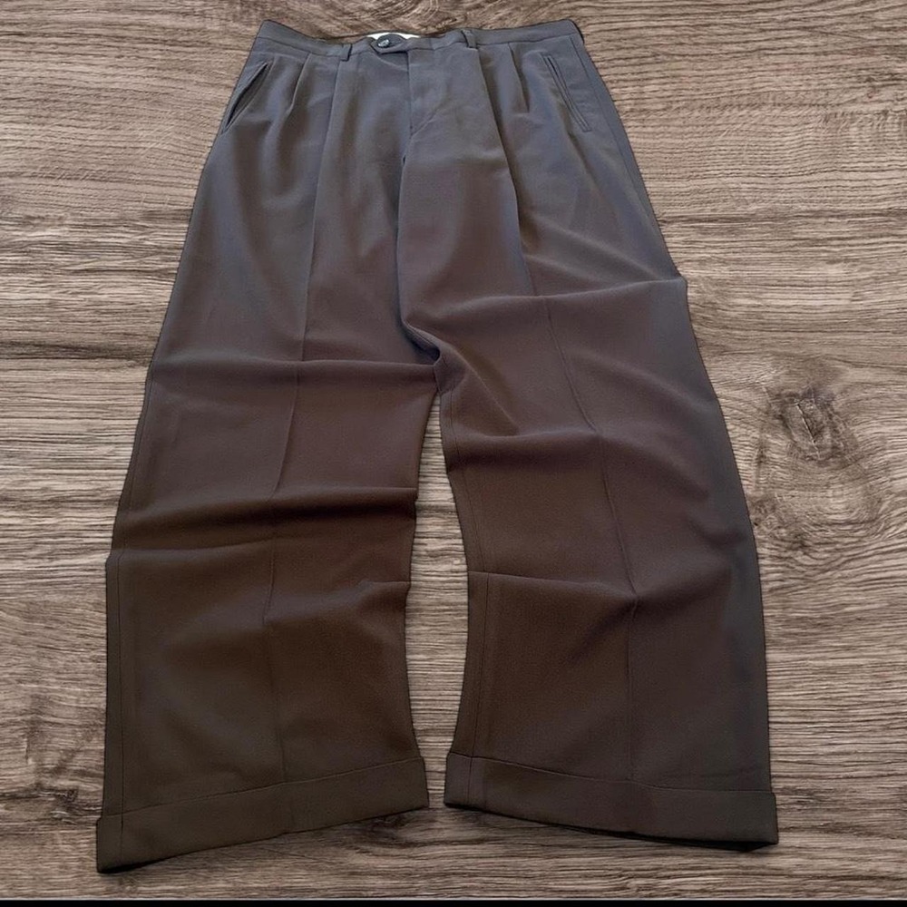 32x32 Brown Baggy Wide Leg Dress Pants Y2K Grunge 2000s Vintage
